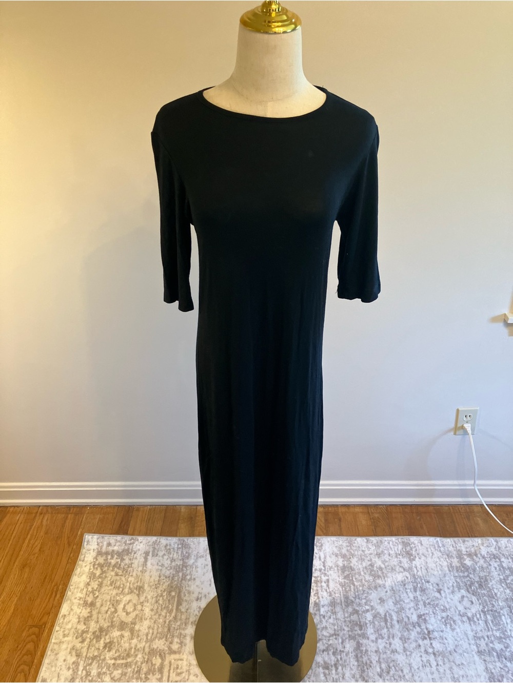 American Twist Black Short-Sleeve Maxi Dress